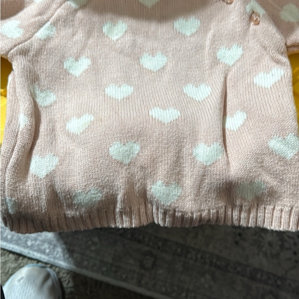 Edgehill Collection Pink and White Heart Sweater